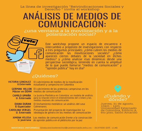 Workshop “Análisis de medios de comunicación: ¿una ventana a la  movilización y a la polarización social?” - Instituto de Estudios  Constitucionales Carlos Restrepo Piedrahita